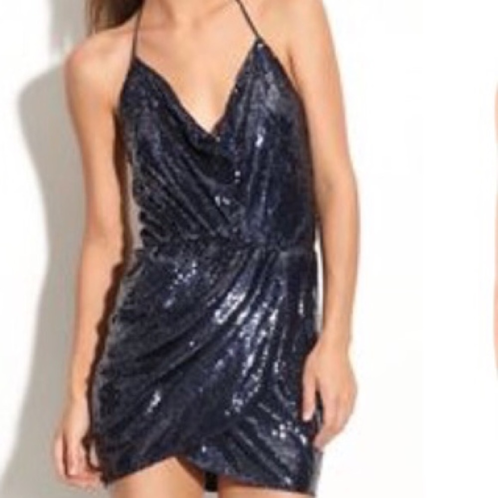 Haute Hippie navy blue sequin mini dress